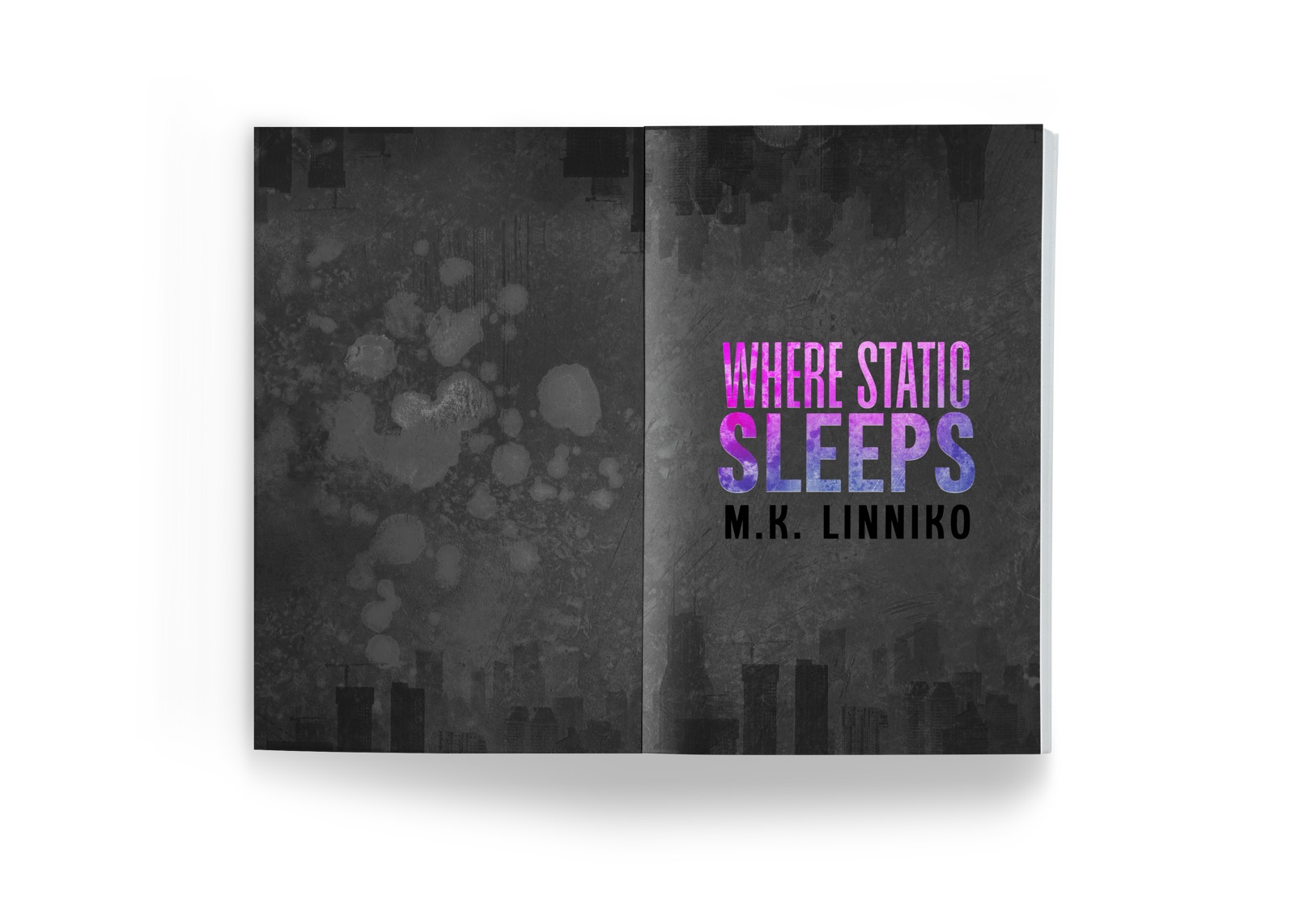 The book's dark static endpapers